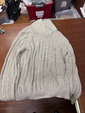 J Crew Men's Cable Knit Shawl Collar Sweater - Cream